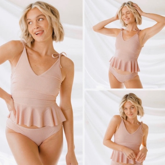 Albion Other - Albion Fit NWT Tied Up Tankini Top Pink Checkers XL Extra Large